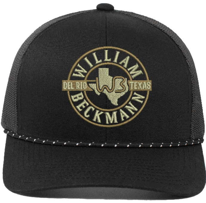 Black trucker braid cap with round WB logo
