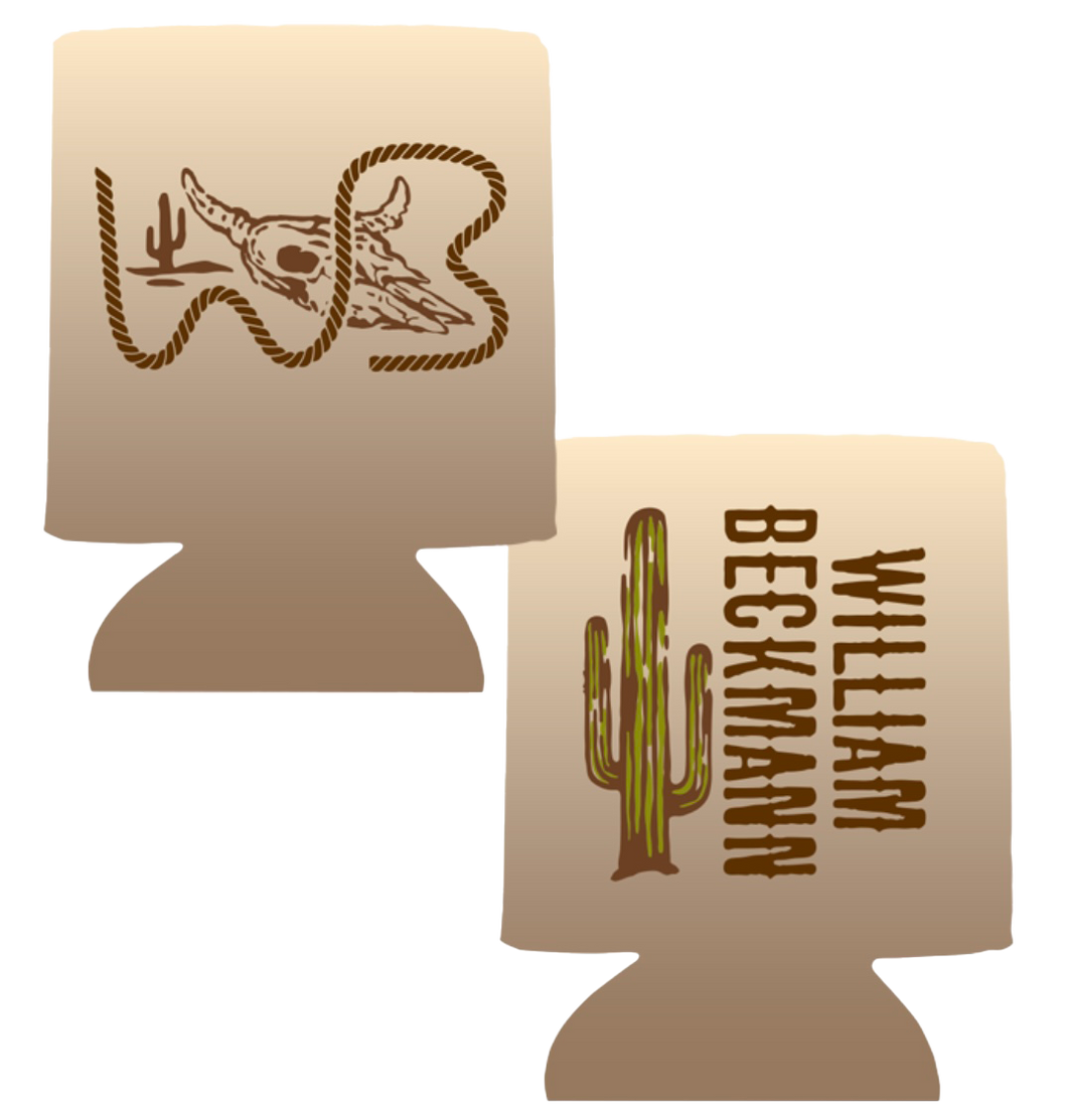 Tan William Beckmann cactus/WB skull koozie